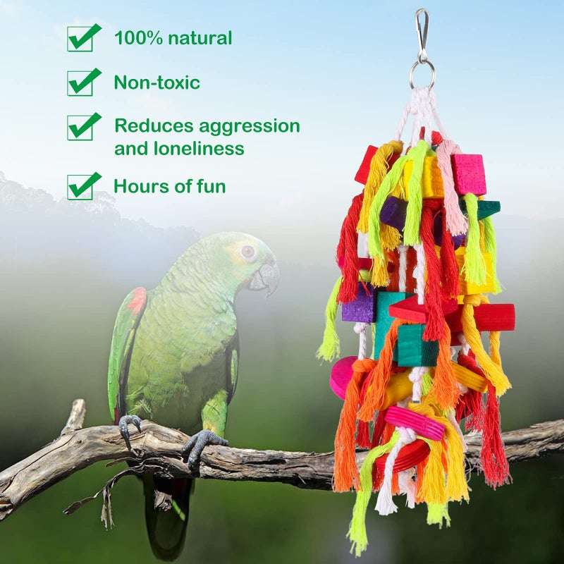 Rypet Large and Small Parrot Chewing Toys Parrot Cage Bite Toy Wooden Block Tearing Toys for Conures Cockatiels African Grey and Other Amazon Parrots - Image 3